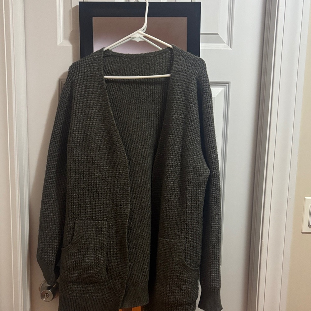 Olive Green Cardigan Sweater